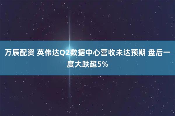 万辰配资 英伟达Q2数据中心营收未达预期 盘后一度大跌超5%