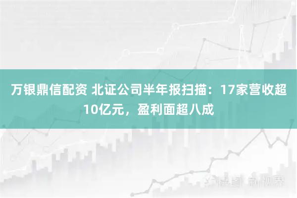 万银鼎信配资 北证公司半年报扫描：17家营收超10亿元，盈利面超八成